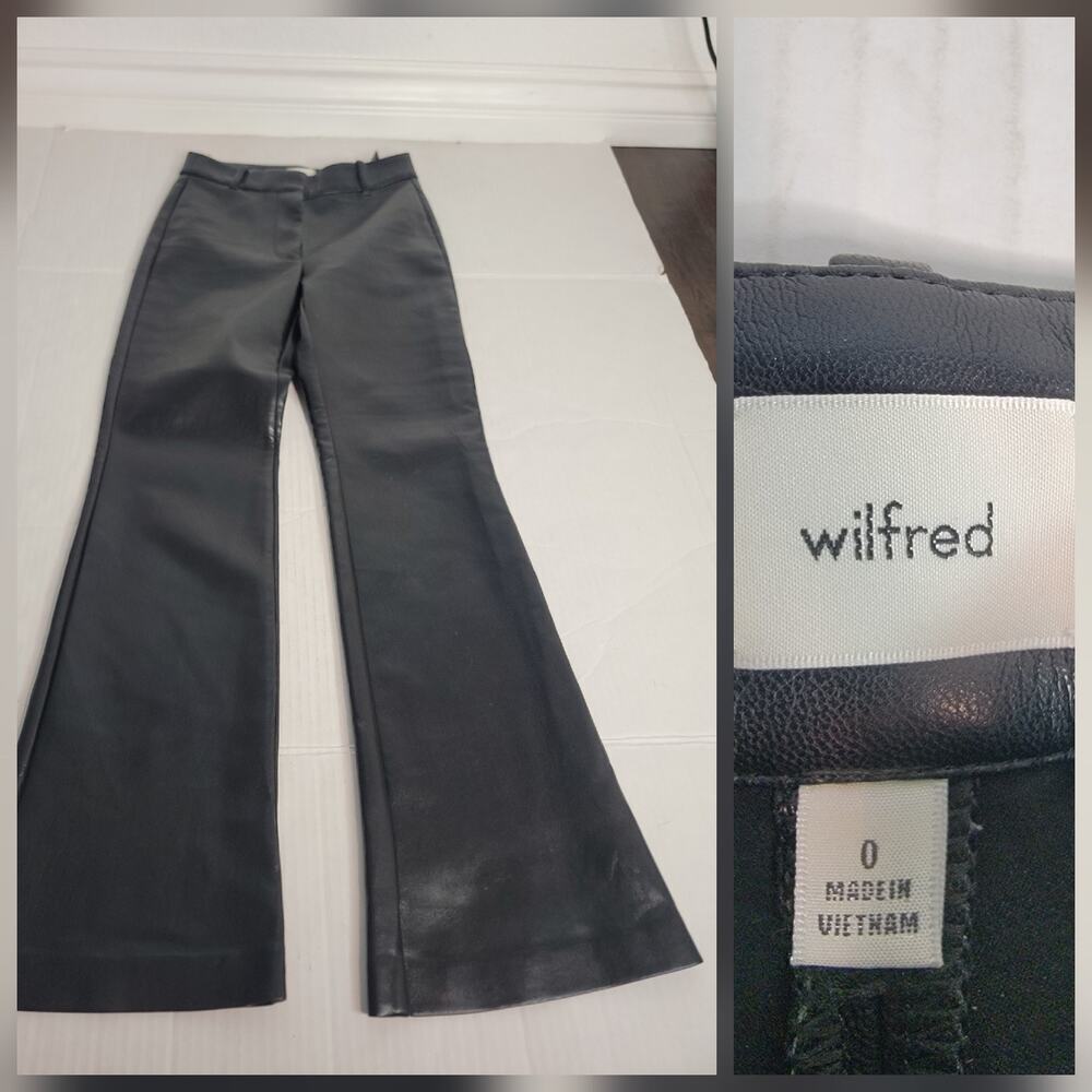 Wilfred Aritzia Faux Leather Straight Mini Boot Pants Sz 0 High Rise Black Vegan